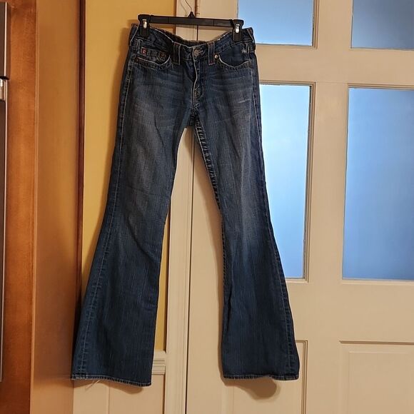 True Religion Women's "Bobby" Flare Leg Jeans Distressed Style Size 30 - Picture 1 of 14
